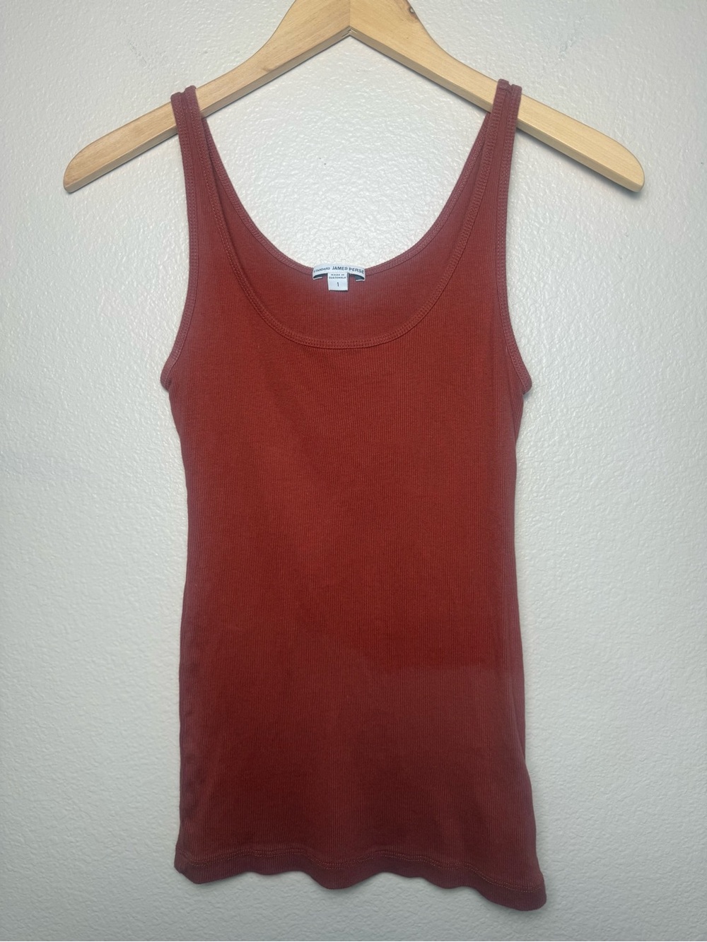 James Perse 100% Cotton Ribbed Tank Top - Rust
